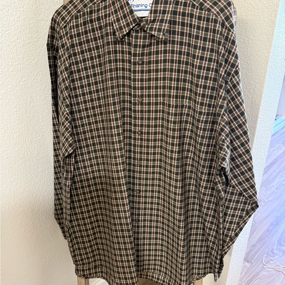 Pendleton Neutral Plaid Long Sleeve Button Down S… - image 1